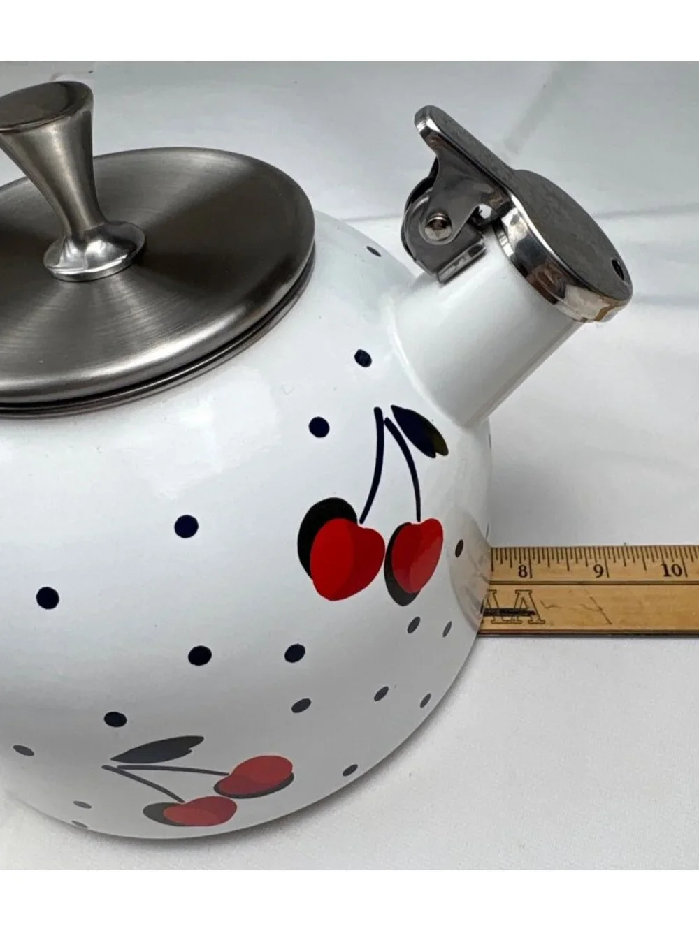 Kate Spade New York Lenox Cherry Dot Teapot Stainless Steel Handle Whimsical